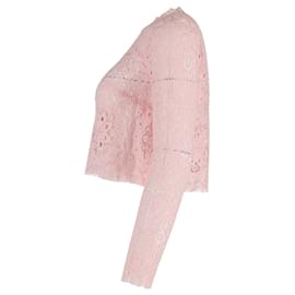 Temperley London-Temperley London Cropped Top in Pink Cotton Lace-Pink
