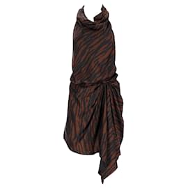 Attico-The Attico Mini-robe à imprimé zèbre en viscose marron-Autre