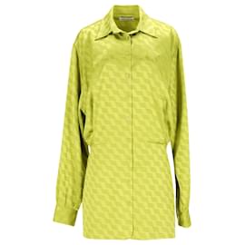 Attico-The Attico - Robe chemise courte en satin jacquard à logo en viscose verte-Vert