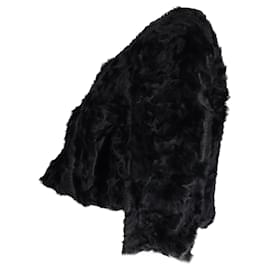 Max Mara-Max Mara Embellished Cropped Jacket in Black Shearling Fur-Black