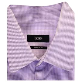 Hugo Boss-Boss By Hugo Boss Printed Dress Shirt in Purple Cotton-Purple