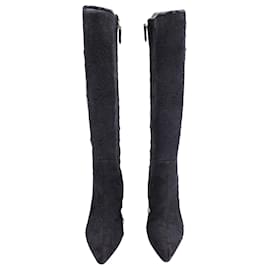 Valentino Garavani-Bottes à lacets à talon mi-haut Valentino Garavani en cuir noir-Noir
