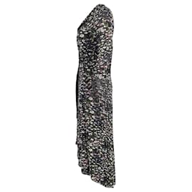 Ganni-Robe portefeuille imprimée Ganni en viscose à imprimé floral noir-Autre,Imprimé python