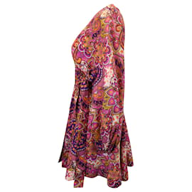 Zimmermann-Mini-robe portefeuille Zimmermann Fiesta à imprimé cachemire en lin multicolore-Multicolore