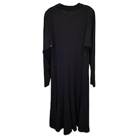 The row-The Row Long-Sleeves Midi Dress in Black Cotton-Black