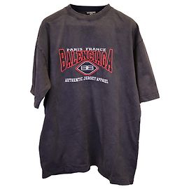 Camiseta extragrande con logo bordado de Balenciaga en algodón gris Gris