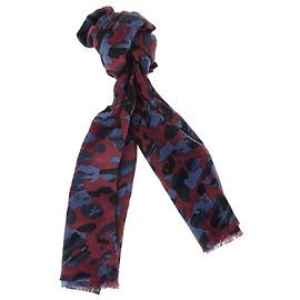 Sciarpa monogramma mimetica Louis Vuitton in bordeaux e cashmere blu Bordò