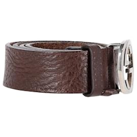 Gucci-Gucci Interlocking G Buckle Belt in Brown Leather-Brown