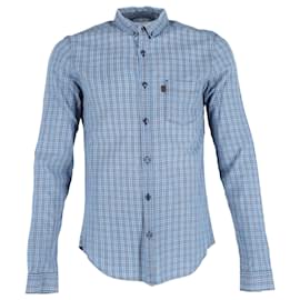 Burberry-Burberry Brit Checkered Shirt in Blue Cotton-Blue