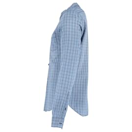 Burberry-Burberry Brit Checkered Shirt in Blue Cotton-Blue