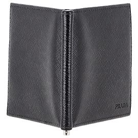 Prada Money Clip Wallet in Black Leather Black