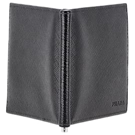 Prada-Prada Money Clip Wallet in Black Leather-Black