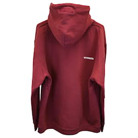 Vêtements-Vetements Oversized Logo Hoodie in Burgundy Cotton	-Red,Dark red