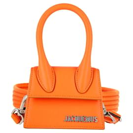 Jacquemus-Borsa Jacquemus Le Chiquito Mini Signature con manico superiore in pelle arancione-Arancione