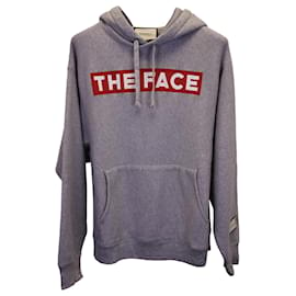 Gucci-Gucci Oversized The Face Hoodie in Gray Cotton-Grey
