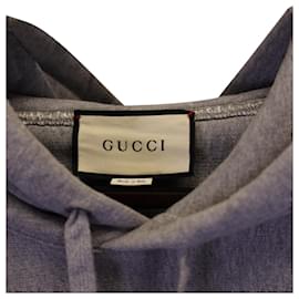 Gucci-Gucci Oversized The Face Hoodie em algodão cinza-Cinza