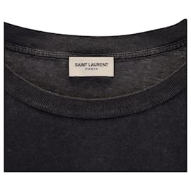 Saint Laurent-Saint Laurent Rive Gauche T-shirt effet vieilli en coton gris-Gris anthracite