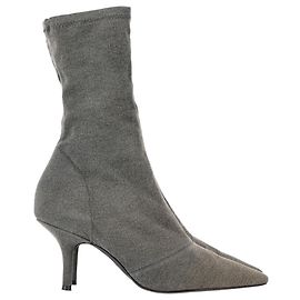 Botins Yeezy Knit Sock em lona cinza Marrom