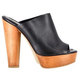 Stella Mc Cartney Mules de plataforma de madeira Stella McCartney em couro sintético preto Preto