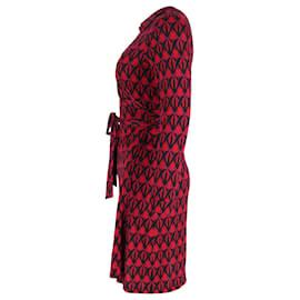 Diane Von Furstenberg-Diane Von Furstenberg Jeanne Dois vestido envoltório de seda estampado em seda vermelha-Vermelho