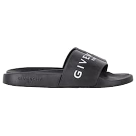 Givenchy-Chanclas con logo de Givenchy en goma negra-Negro