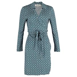 Diane Von Furstenberg-Diane Von Furstenberg Jeanne Two Printed Silk Wrap Dress in Blue Silk -Andere