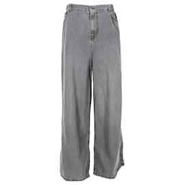 Autre Marque-Die Franke Shop Jeans mit weitem Bein aus grauer Baumwolle-Grau