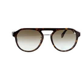 Fendi-Fendi Aviator-Style Tortoiseshell Sunglasses in Brown Acetate-Black