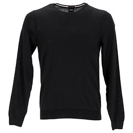 Hugo Boss Pull en Maille en Laine Noire Noir