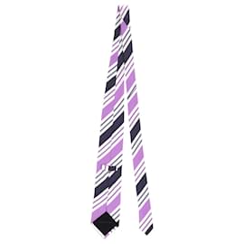 Ermenegildo Zegna-Ermenegildo Zegna Striped Tie in Purple Silk-Purple
