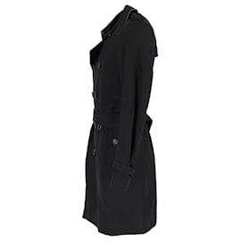 Burberry-Trench-coat à boutonnage doublé Burberry en coton noir-Noir