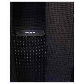 Givenchy-Cardigan a righe con collo a scialle Givenchy in lana nera-Nero