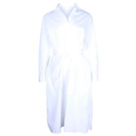 Hermès Vestido camisero Hermes con cinturón en algodón blanco Blanco
