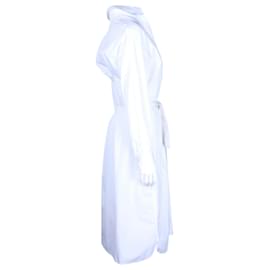 Hermès-Vestido camisa Hermes com cinto em algodão branco-Branco