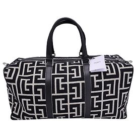 Bolsa Balmain Voyage Duffle em Algodão Preto Preto