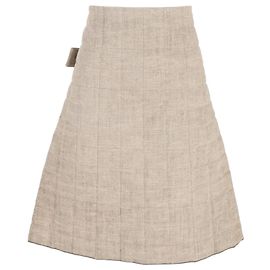 Bottega Veneta Falda evasé acolchada de lino beige Beige