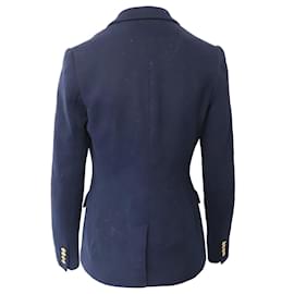 Ralph Lauren-Ralph Lauren Bullion Crest Aviator Blazer in Navy Blue Cotton Fleece-Blue,Navy blue