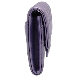 Chanel-Porte-cartes à rabat classique irisé Chanel en cuir de veau violet Cuir-Violet
