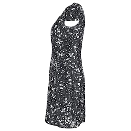 Michael Kors-Bedrucktes kurzärmliges Kleid von Michael Kors aus schwarzer Baumwolle-Schwarz