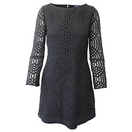 Mini-robe Maje en dentelle découpée en coton noir Noir