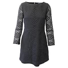 Maje-Maje Cutout Lace Mini Dress in Black Cotton-Black