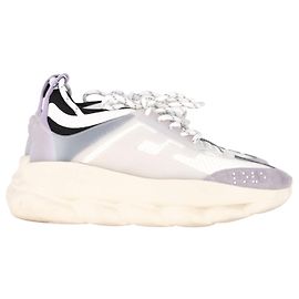 Baskets Versace Chain Reaction en cuir blanc Blanc