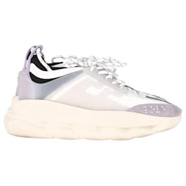 Versace-Versace Chain Reaction Sneakers in White Leather-White