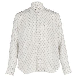 Camicia Saint Laurent a carte da gioco in seta bianca Bianco Crudo