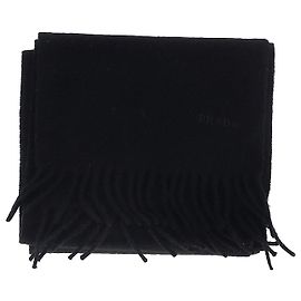Sciarpa Prada con frange in lana nera Nero