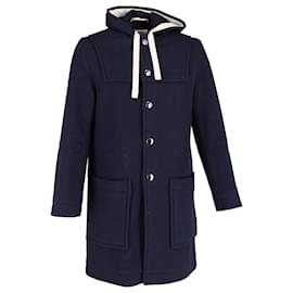 Acne-Acne Studios Hooded Duffle Coat in Navy Blue Wool-Navy blue