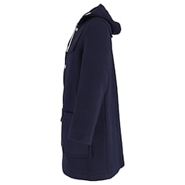 Acne-Acne Studios Hooded Duffle Coat in Navy Blue Wool-Navy blue