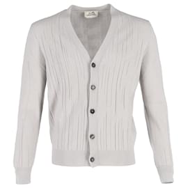 Hermès-Cárdigan con botones Hermes en algodón gris-Gris