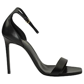 Saint Laurent-Saint Laurent Amber Ankle Strap 105 Sandals in Black Leather-Black