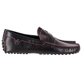 Tod's-Tod’s For Ferrari Gommino Driving Loafers in Black Leather-Black